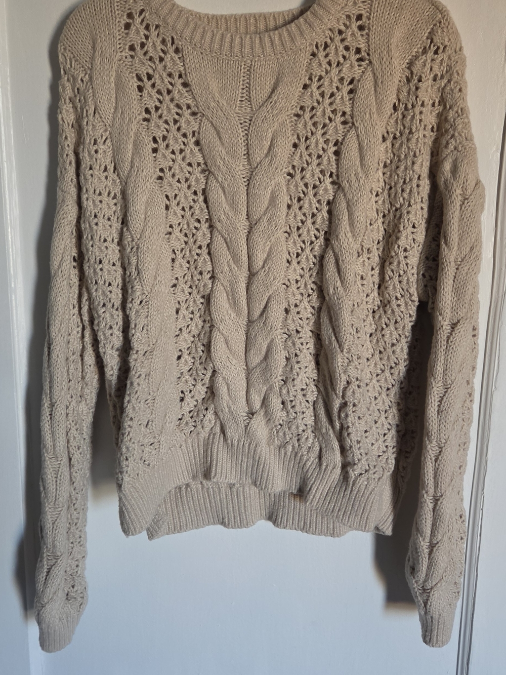 Cozy Cable Knit Crewneck Sweater - Cream